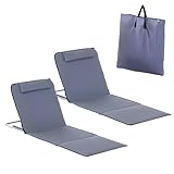 Outsunny Strandmatte, 2er Set Faltbare Strandmatratze, 5-stufige Höhenverstellbare Strandliege mit Tragetasche, Stahl, Grau, 134 x 48 x 33-43 cm