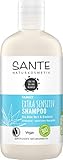 SANTE Naturkosmetik Extra Sensitiv Shampoo Bio-Aloe Vera & Bisabolol, Natürliche Haarpflege, Für empfindliche Kopfhaut, Besonders mild, Vegan, 250ml