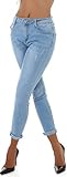 Jela London Damen High-Waist Capri-Jeans Skinny Stretch Bleached, Hellblau 40-42