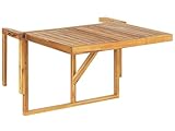 Balkonhängetisch Akazienholz Hellbraun 60 x 40 cm höhenverstellbar Udine
