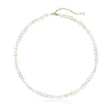 Perlen-Choker-Halskette, 36,1 cm, Perlenkette, 4 mm, handverlesene Perlen, zierliche kleine Halskette, Muttertagsgeschenk für Frauen, Mutter