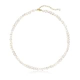 Perlen-Choker-Halskette, 36,1 cm, Perlenkette, 4 mm, handverlesene Perlen, zierliche kleine Halskette, Muttertagsgeschenk für Frauen, Mutter