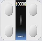 INSMART Personenwaage Digital, Waage Personen mit App und Bluetooth 180 kg/400 lbs, Körperfettwaage körperwaage für BMI, Gewicht, Körperfett, Pulsschlag, Wasser, Protein, Knochengewicht - CF530 White
