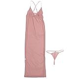 OATIPHO Langes V-Neck Nachtkleid Aus Zartem Netz Mit T-String Für Damen Elegante Nachthemd Kombination Für Entspannte Nächte Und Reisen