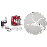 Bosch Küchenmaschine MUM Serie 2 MUMS2ER01, Edelstahl-Schüssel 3,8 L, 700 W, rot & Bosch Kartoffelpuffer-Rösti-Scheibe MUZ45KP1, Wendescheibe, spülmaschinengeeignet