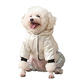 Hixingo Wärme Hundemantel für Kleine Hunde Winter Welpen Mantel Winddicht Hundejacke S-3XL Wasserdicht Kaltes Winterweste Hundekleidung für Kleine Mittlere Große Hunde (3XL,Weiß)