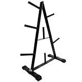 ScSPORTS® Scheibenständer - 30mm, 7 Scheibenaufnahmen, max. 200 kg, Schwarz/Weiß - Hantelscheibenständer, Hantelbaum, Gewichteständer, Hantelständer, Hantelablage für Krafttraining (Schwarz)