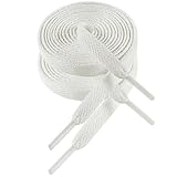 VSUDO Schnürsenkel Weiß 120 cm Flach – 8mm Breite Schnürsenkel für Sneaker, Sportschuhe, Kinderschuhe – White Shoelaces, Ersatz Schuhband für Damen & Herren (1 Paar-Weiß-120cm)