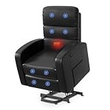 FLEXISPOT Elektrischer Relaxsessel, Massagesessel, Aufstehsessel, Schlafsessel, Fernsehsesssel, Liegesessel mit Aufstehhilfe, Heizfunktion (Schwarz)