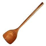 FJNATINH Pfannenwender aus Holz mit langem Griff zum Kochen, handgefertigt für die Küche (Pfannenwender)