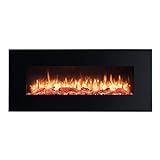 BALDERIA Vanadis Elektrokamin - Elektrischer Wandkamin mit Heizung 1000/2000 W, realistischer 3D-Flammeneffekt, LED-Beleuchtung, Fernbedienung programmierbar, Timer, Thermostat - Schwarz