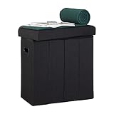 Relaxdays 10021197_46 Faltbarer Sitzhocker mit Stauraum, Griffe, Polyester/MDF, chwarz, 49.5 x 46 x 25.5 cm