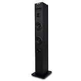 NGS SKY CHARM - 50W Bluetooth Sound Tower mit Fernbedienung, Optischem Eingang, USB, FM Radio und AUX IN (Schwarz)