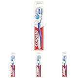 Colgate Zahnbürste Total Rundum-reinigung, mittel, 1 Stück - Handzahnbürste reinigt Zahnoberflächen, Zunge, Wangen & bis tief in die Zahnzwischenräume, mit mittelharten Borsten (Packung mit 4)