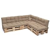 POKAR Palettenkissen Palletenauflagen Palettenpolster Palettensofa Palettenmöbel 8er Set: Sitzkissen 120x80 + Rückenlehne 120x40, Beige