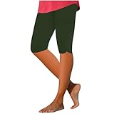 Mrat Leggings für Damen, knielang, lange Shorts, schmale Passform, Yoga, kurze Hose, elastisch, hohe Taille, dehnbar, Caprihose, Sport, Fitnessstudio, Laufen, Workout, Strumpfhose, athletische