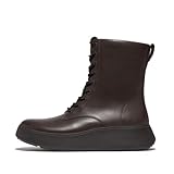 Fitflop F-Mode Damen Leder Schnürstiefeletten Flatform Stiefeletten, schokobraun, 39 EU
