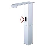 Waschtischarmaturen mit automatischem Sensor, Chrom, hoher Waschbeckenhahn, batteriebetrieben, heißes und kaltes Wasser, modernes Einloch-Design, G1/2-Anschluss, berührungsloser Betrieb