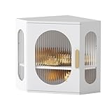 Nisorpa Brotkasten Eck-Bambus-Brotbox mit abnehmbaren Regalen, verstellbare Doppeldecker-Brotaufbewahrungsbox, große Kapazität, Brotbehälter mit Acrylfenster, lebensmittelecht, pflegeleicht für die