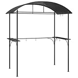 vidaXL Grillpavillon, Grillüberdachung mit Seitenregalen, BBQ Pavillon Stahlrahmen, Gartenpavillon Grillzelt, Anthrazit 220x115x230cm Stahl