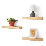 Amazon Basics schwebendes Wandregal aus Holz, 40,1 x 12,7 x 4,6 cm, Packung mit 3 Stück, Kiefernholz