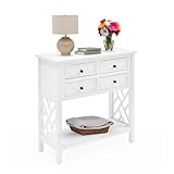 Alaterre Furniture Coventry Konsolentisch mit 4 Schubladen und offenem Regal, 81,3 cm, schmaler Akzenttisch mit seitlichen Aussparungen, für Flur, Wohnzimmer oder Wohnung (weiß)