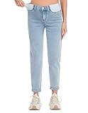FABRACK Damen Umstandsjeans Unter dem Bauch Dehnbare Boyfriend Jeans Bequeme Schwangerschaft Denim Hose mit Elastikeinsatz, Hell, blau, M