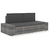 ZEYUAN Modulares 2-Sitzer-Sofa, Outdoor Sofa, Gartenlounge Outdoor, Balkon Sofa, Liegesofa, Outdoorsofa, Outdoor Couch, Poly Rattan Grau