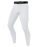 Runhit Kompressionshose Herren Lange Unterhose Sport Leggings Atmungsaktiv Tight Trainingshose Sporthose Laufhose Männer Kompression Hose für Fitness Joggen Training Gym Weiß L