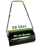 TIREX by xonic® Rasenwalze, Gartenwalze aus Metall, Befüllbar bis 50L, Handwalze für Garten und Rasen (Grün)