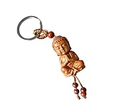 WOO MANTO 1 Stück Buddha Schlüsselanhänger aus Holz, Buddhistische Geschenk für Frauen und Männer