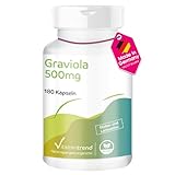 Graviola 500mg - 180 vegane Kapseln ! 6-MONATS-VORRAT ! - aus Graviola-Frucht (Stachelannone, Soursop) - Hochdosiert | Vitamintrend®