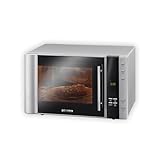 SEVERIN 3-in-1 Mikrowelle mit Grill und Heißluftfunktion, Minibackofen mit 10 Automatik-Programmen, multifunktionale Mikrowelle mit Drehteller und Grillrost, silber/schwarz, MW 7775