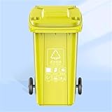 JIESOO Mülltonne Außenbereich mit Rädern Und Deckel, 80L 100L 120L 240L Robuster Großer Mülleimer, Abfallbehälter For Terrassen, Küchen Und Unterhaltung Im Freien(Yellow,120L)
