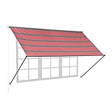 Relaxdays Fallarmmarkise, HxB: 120x250 cm, einziehbar, UV-Schutz, Polyester, Schattenspender Fenster & Balkon, grau/rot