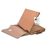 Artina Zeichenbrett – Tragbare Tischstaffelei mit Aufbewahrungsfach – Verstellbare Sitzstaffelei Kofferstaffelei Buchstütze Holzstaffelei klein mit Koffer und Malmischpalette in 33x26x24cm – Calais