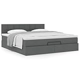 IKAYAA Boxspringbett 160x200 mit Matratze und Bettkasten Boxspringbett mit Stauraum Polsterbett 160x200 mit Matratze Bettgestell mit Lattenrost-Dunkelgrau-160 x 200 cm