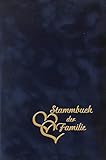 Stammbuchverlag Stammbuch Herzen, dunkelblau, Velours, Herzprägung Gold, Stammbuchformat