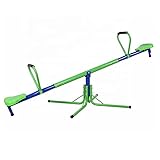 Kinderwippe Gartenwippe Wippe für Kinder Dämpfer & gepolsterte Griffe 180cm bis 70kg 360°drehbar Karussellwippe Metall Blau/Grün Schaukel Schaukelwippe Kinderschaukel Wippschaukel