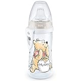 NUK Active Cup Trinklernbecher | 12+ Monate | auslaufsichere Trinkschnabel | Clip & Schutzkappe | BPA-frei | 300 ml | Disney Winnie Puuh | Weiß