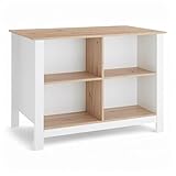 Stella Trading Sugar Kücheninsel freistehend in Weiß, Artisan Eiche Optik FSC-Zertifiziert - Geräumige Kochinsel mit Arbeitsplatte - 124 x 90 x 75 cm (B/H/T)