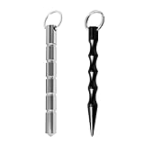 HEWJYDE 2er Set Kubotan Selbstverteidigung Emergency Hammer,Selbstverteidigung waffen legal Selbstverteidigung Frauen,Silver und Schwarz,Kubotan fur Unterwegs (Silberner Rundkopf/Schwarz)