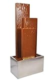 Köhko® Springbrunnen Chile Höhe 104 cm mit LED-Beleuchtung und 3 Wasserwänden aus Cortenstahl und Edelstahl Gartenbrunnen Zimmerbrunnen 32002
