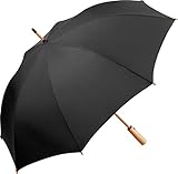 FARE ÖkoBrella nachhaltiger Midsize-Bambus Stockschirm Regenschirm (OEKO-TEX® 100) mit Automatik-Funktion; Bezug aus recycelten Kunststoffen; hochwertiger Bambusgriff; Windproof-System (Schwarz)
