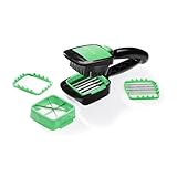 Genius Nicer Dicer Quick - Gemüseschneider, Schneidegerät, 5-tlg. Set, Würfelschneider, Scheibenschneider, Handschneidegerät, Grün