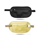 DKDXID 2pcs Verdeckter Geldgürtel Reisegeldbeutel Diebstahlsichere Bauchtasche Flach Unter Kleidung Money Belt Hüfttasche für Handy Gürteltasche für Sport Sicherheitstasche Dünn Gürtel Portemonnaie