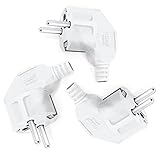 Schuko Stecker, Stecker 250V, Stromstecker mit Zugentlastung, Schutzkontakt-Stecker mit Knickschutztülle, Spritzwassergeschützt und Langlebig, IP44, Bruchfest, Weiß - 3 Stücke