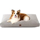 EHEYCIGA Hundebett Grosse Hunde XL Geschredderter Memory Foam, Orthopädisches Hundekissen mit Abnehmbarem Bezug, Waschbar Hundematte rutschfest Hundematratze, Grau, 104x68x11.5cm