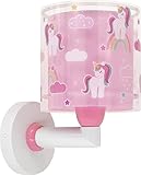 Dalber kinder Wandlampe, Kinderlampe Wandleuchte Einhörner Tiere Unicorns, kinder zimmer leuchte lampenschirm, Rosa