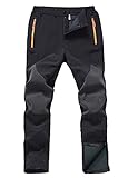 Gash Hao Herren Wasserdicht Winddicht Wanderhosen Ski hosen Warme Softshellhosen Winter Outdoorhose Snowboardhose Trekkinghose Reißverschluss unten am Bein hosen（180 Schwarz, 32W x 32L）